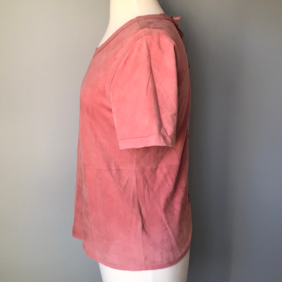 J Crew Suede Salmon Short Sleeve Top 8? - Picture 3 of 10